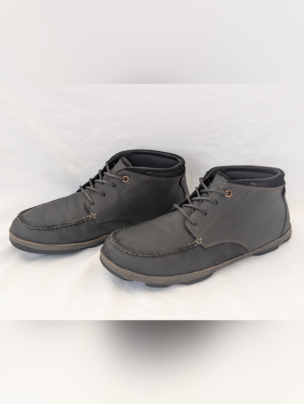 Olukai Hamakua Men's Black Leather Lace Up Chukka Ankle Boots Size 12